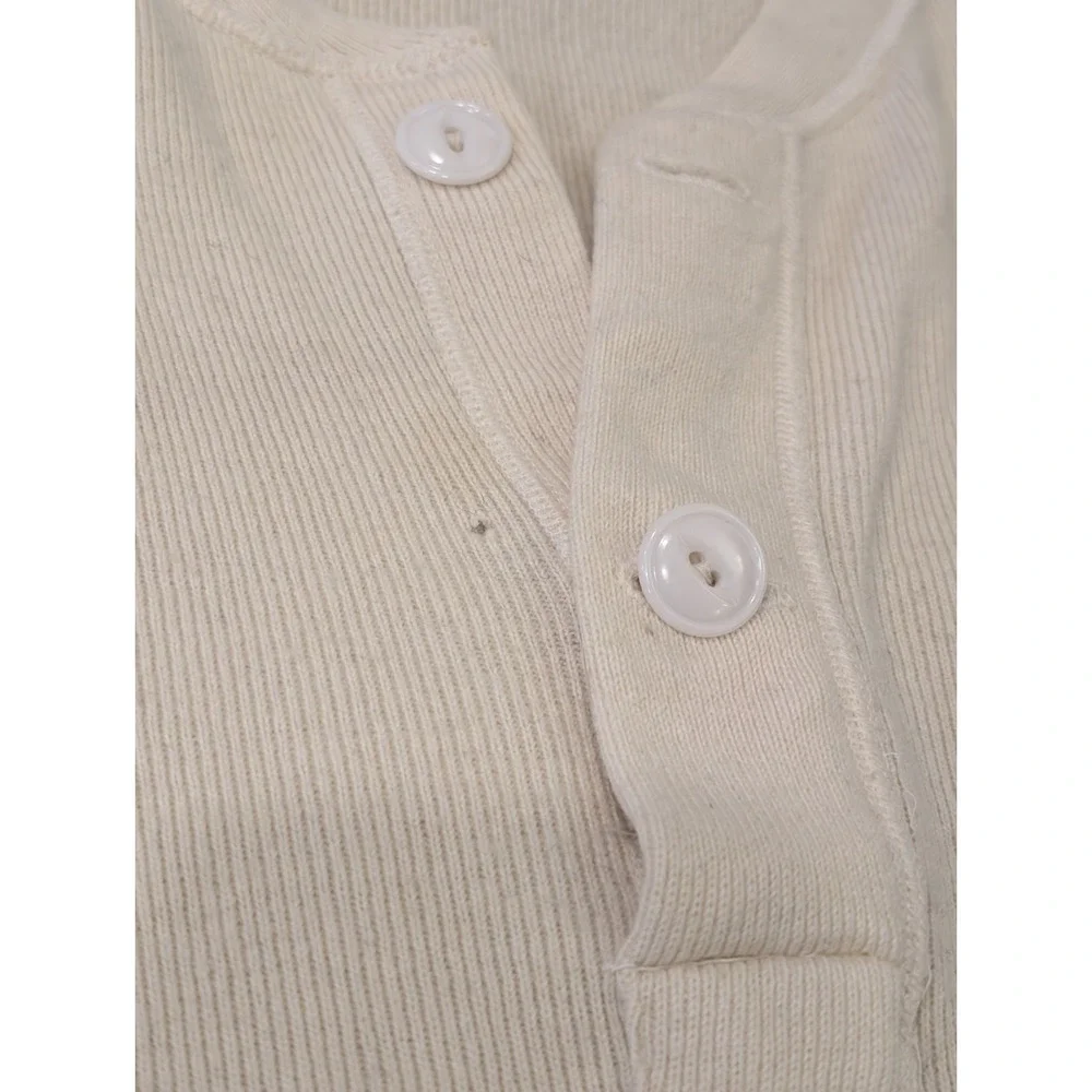 Vintage 50s Military Henley Shirt M Wool Thermal Winter Workwear Uniform USA